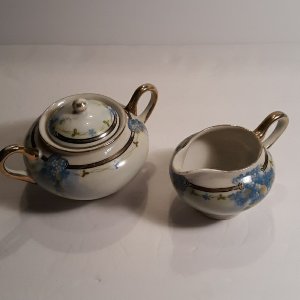 Vintage Takito Japan  Flowered Sugar Bowl&Creamer